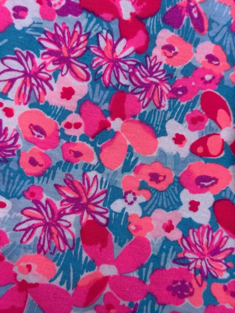 Lilly Pulitzer Easley T-Shirt Dress Floral Printed Notch Neck Cotton Tie size XL